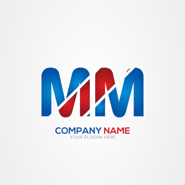 M MM Creative Modern Letters Diseño del logotipo Elemento rojo y azul