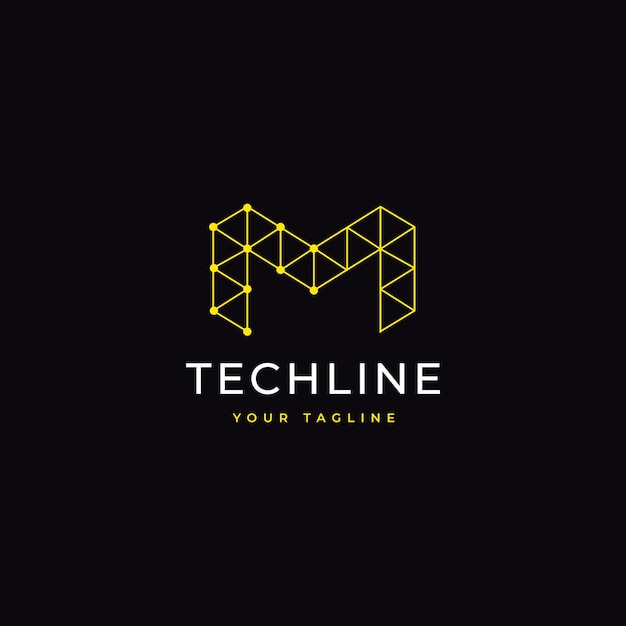 m tech alfabeto geométrico línea moderna vector de diseño de logotipo