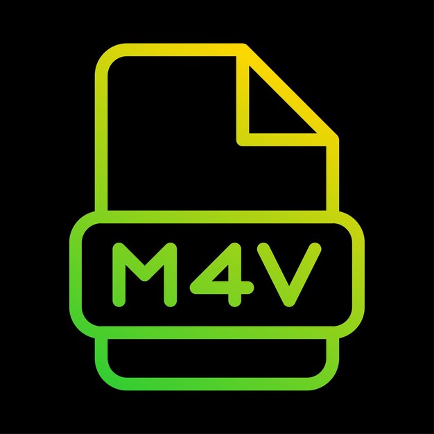 M4v file type icon document format extension with an outline gradient design vector illustration