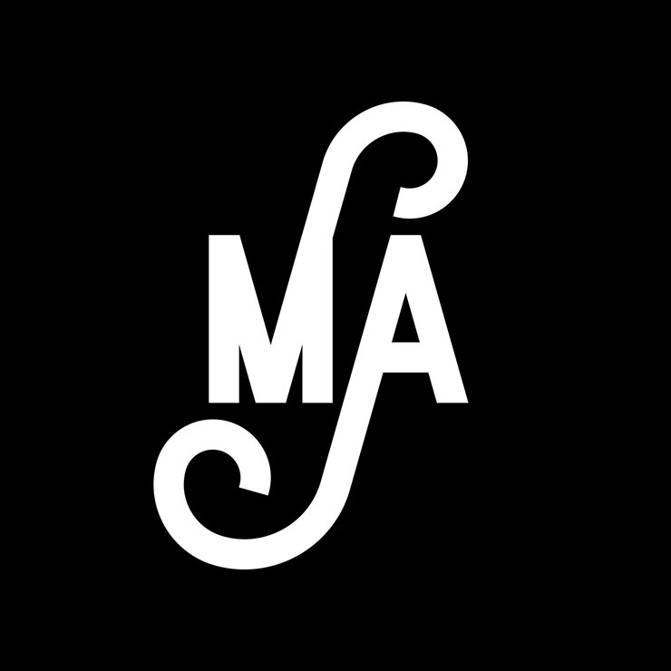 Vector ma diseño de letras del logotipo letras iniciales ícono del logotipo ma letra abstracta ma plantilla de diseño de logotipo minimalista m un vector de diseño de letras con colores negros ma logotipo
