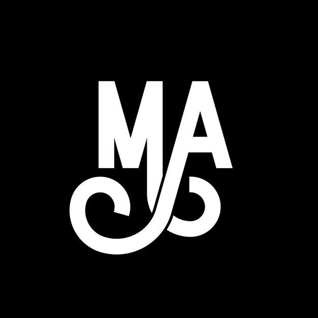 MA Diseño de letras del logotipo Letras iniciales Ícono del logotipo MA Letra abstracta MA plantilla de diseño de logotipo minimalista M Un vector de diseño de letras con colores negros ma logotipo