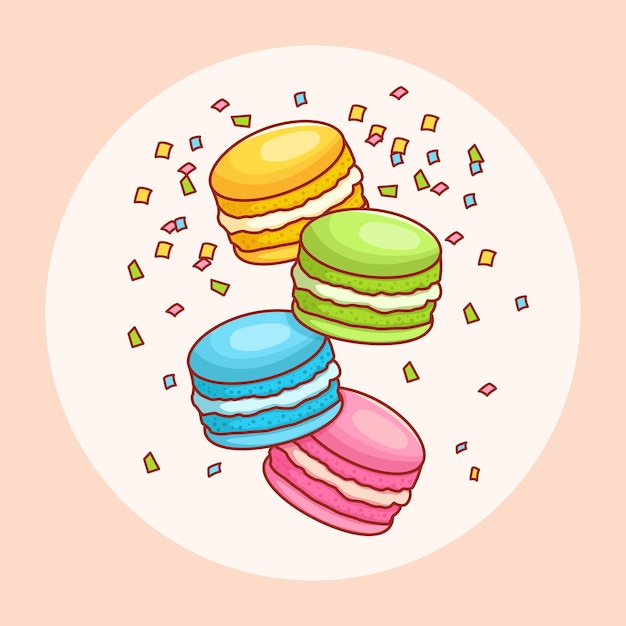 macaron comida ilustración colorido postre diseño plano