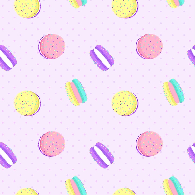 Macarons de patrones sin fisuras con fondo de punto.