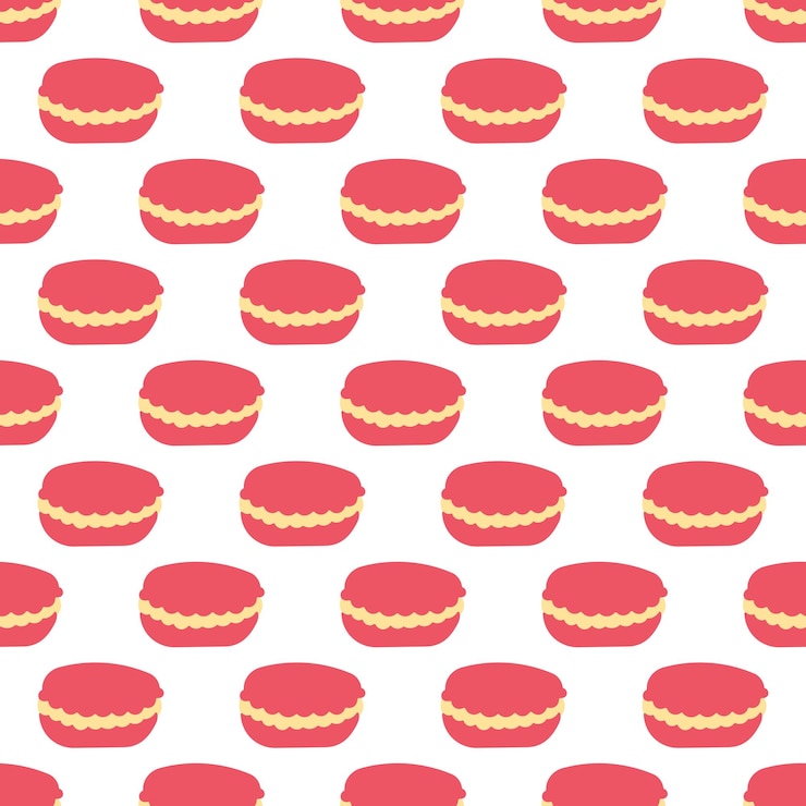 Vector macaroon rosa francia dulce patrón de café fondo textil repetición de la ilustración vectorial
