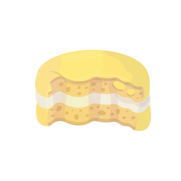 Macarrón de limón acuarela. Galletas francesas tradicionales en diferentes colores, vector aislado.