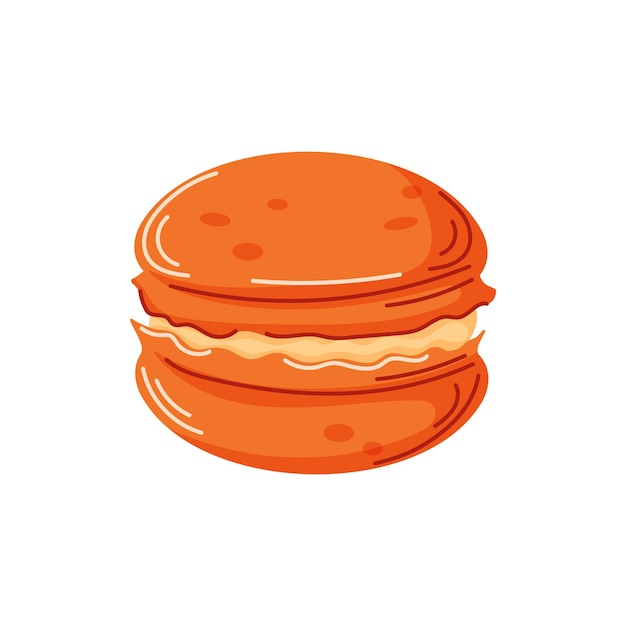 Macarrón de postre de naranja de calabaza en estilo de dibujos animados diseño de otoño para el menú de la panadería café vector