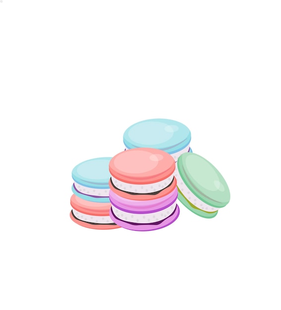 macarrones franceses. Logotipo para confitería y cafetería. Ilustración de vector de estilo plano.