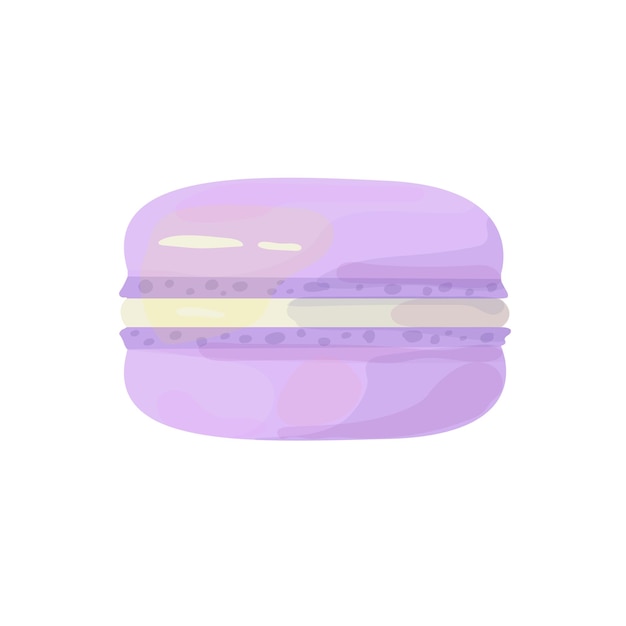 Vector macarrones de lavanda. postre macarrón francés. pastel de almendras con relleno de crema. vector de acuarela.