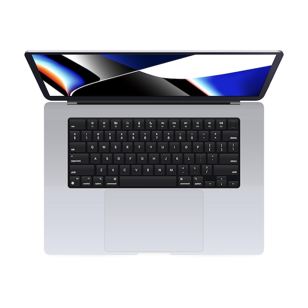 Macbook Pro 2021. Macbook pro m1 Pro. Macbook pro m1 Máx. Maqueta de ordenador portátil realista. Vector. Zaporizhzhia, Ucrania - 19 de octubre de 2021