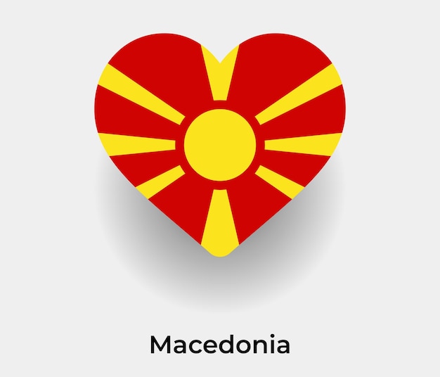 Vector macedonia bandera corazón forma icono vector ilustración