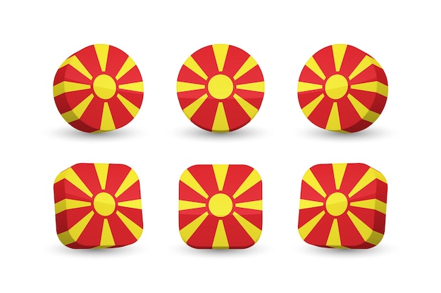 Macedonia del norte bandera 3d vector ilustración botón bandera de macedonia aislado en blanco