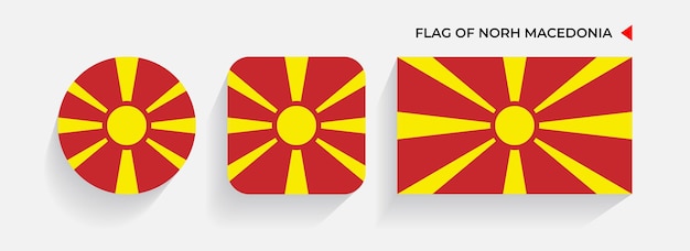 Macedonia del Norte Banderas dispuestas en formas redondas cuadradas y rectangulares