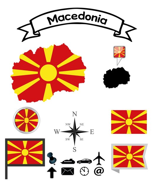 Macedonia Set Colección Banderas Oficiales