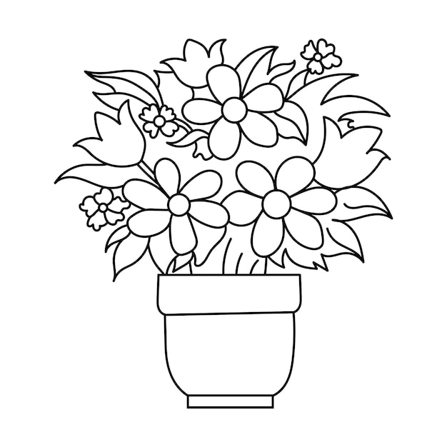 Maceta para colorear página para niños vector ilustración eps e imagen
