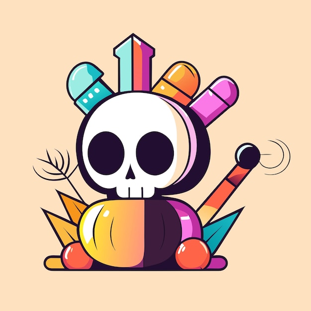 Vector maceta de diseño de halloween con contorno atrevido llena de