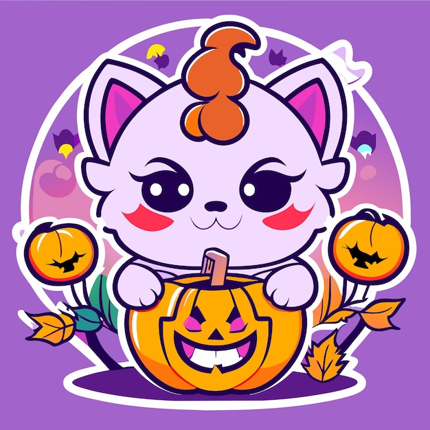 Vector maceta de diseño de halloween con contorno atrevido llena de