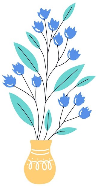 Una maceta con flores azules