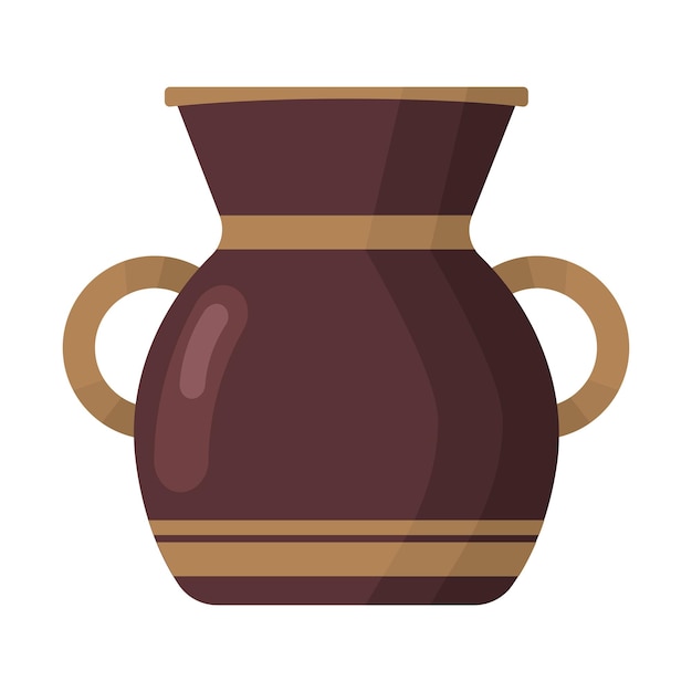 Maceta marrón sobre fondo blanco en estilo plano Imagen vectorial