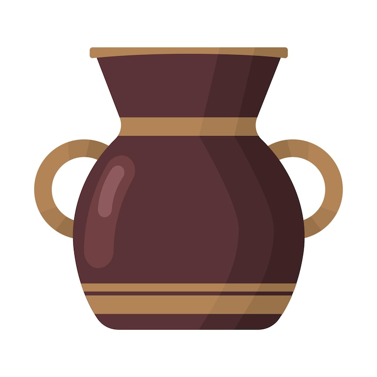 Vector maceta marrón sobre fondo blanco en estilo plano imagen vectorial