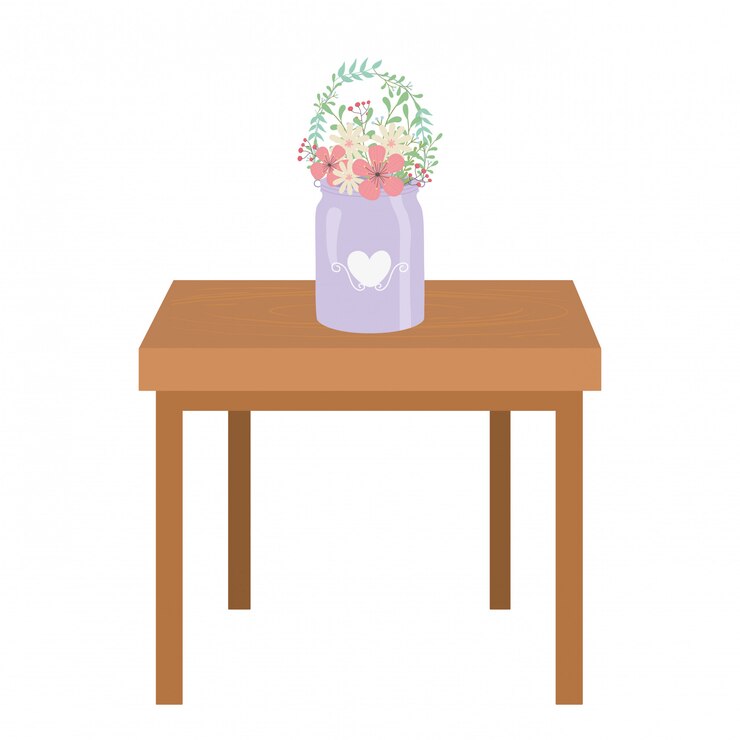 Vector maceta sobre la mesa