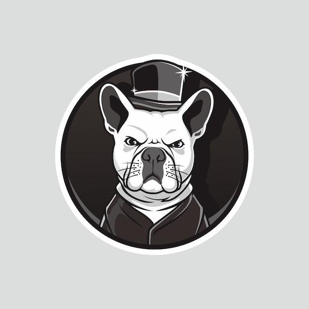 Vector mad dog wear hat y tuxedo mascot dibujo vectorial