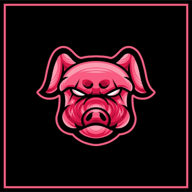 Mad Pig Head ESport Gaming Logo Mascota
