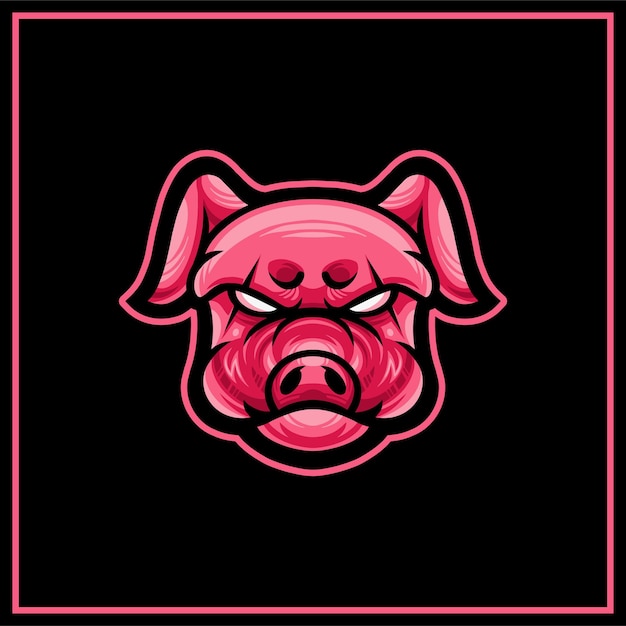 Mad pig head esport gaming logo mascota