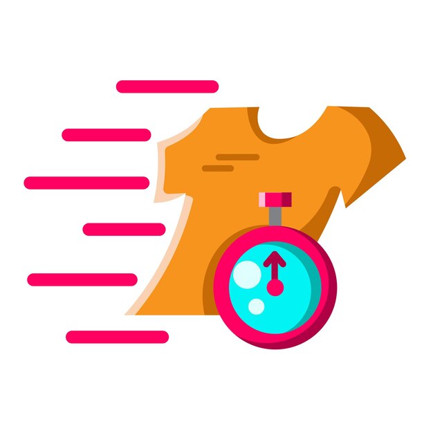 Made in UK Laundry day a closeup of a tshirt and timer ticking away vector icon flat style
