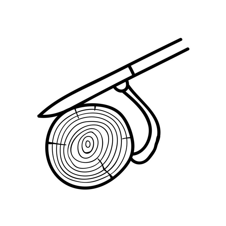 Vector madera registro madera cant gancho icono dibujado a mano ilustración vectorial