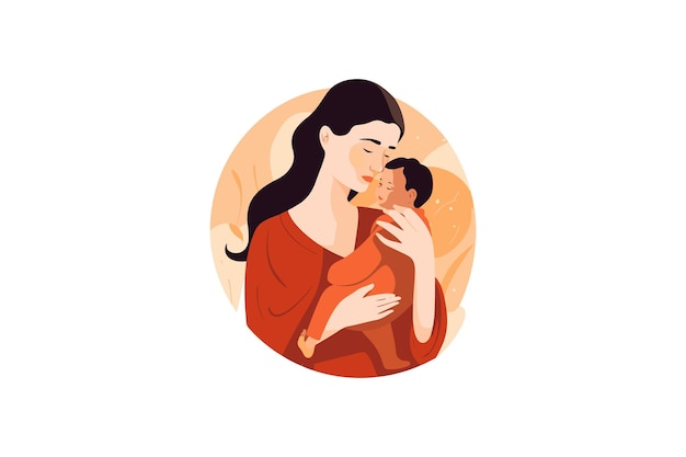 Madre abrazando a su bebé para el Día de la Madre Ilustración vectorial de una madre amamantando a su bebé