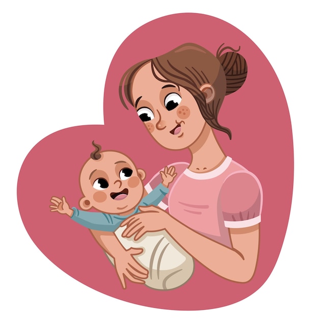 Madre con bebé día de la madre ilustración de vector de maternidad