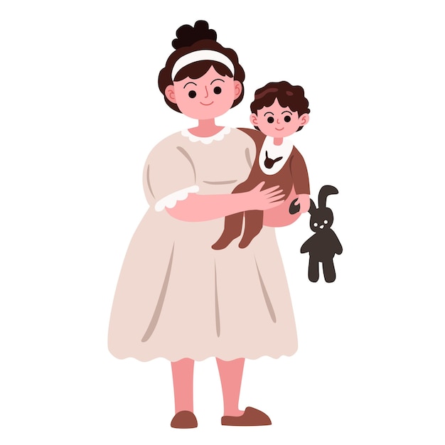 Madre y bebé niño vector de dibujos animados lindo