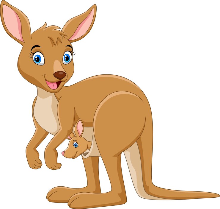 Vector madre canguro con su bebé