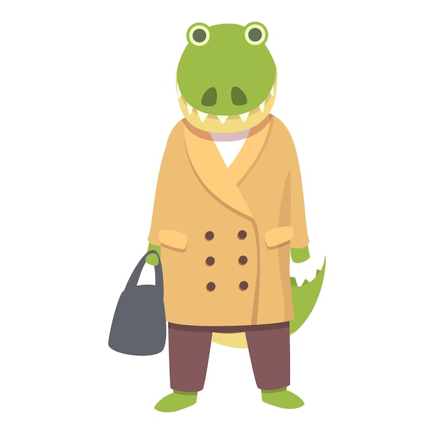 Madre cocodrilo icono dibujos animados vector lindo animal mascota verde