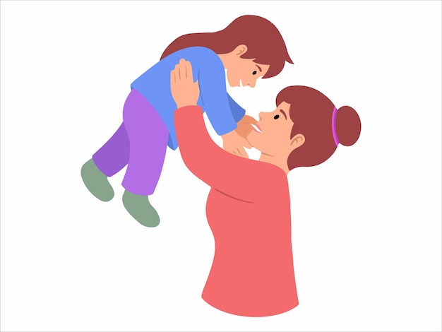 Madre dibujada a mano con ilustración de niño