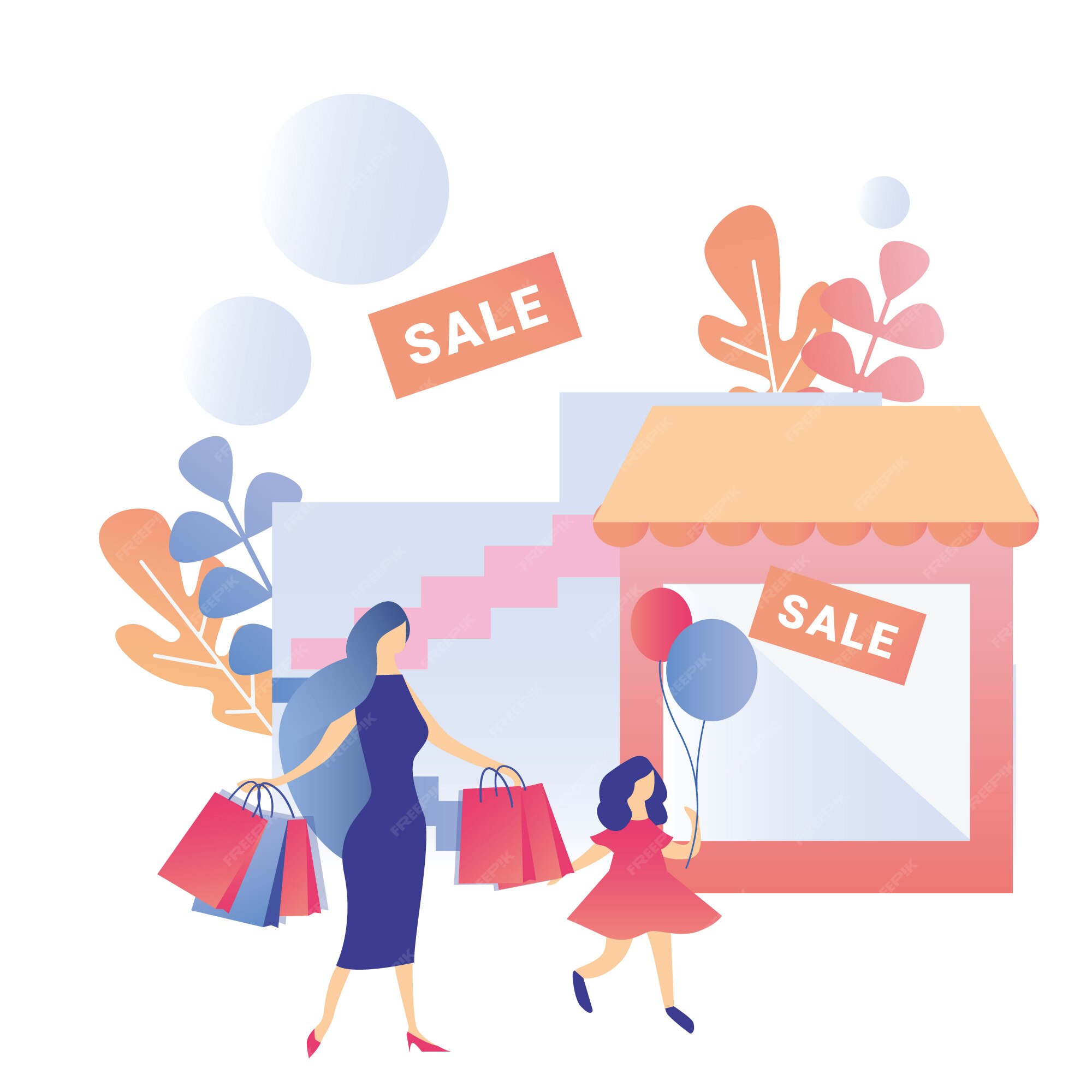 Madre e hija en centro comercial plana de dibujos animados | Vector Premium Madre e hija en centro comercial plana de dibujos animados | Vector Premium