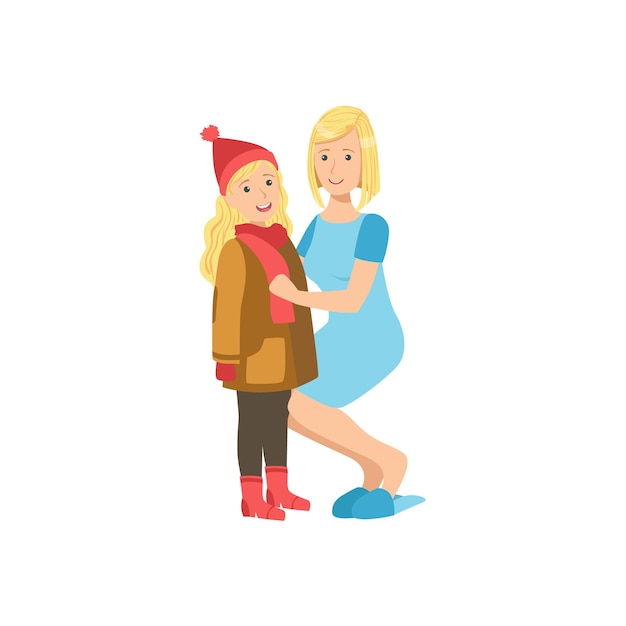 madre e hijo, ir a caminar, juntos, ilustración