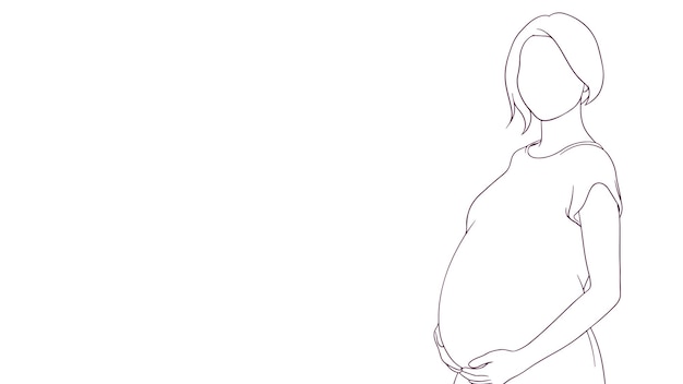 madre embarazada tocando cariñosamente su vientre ilustración vectorial de estilo dibujado a mano