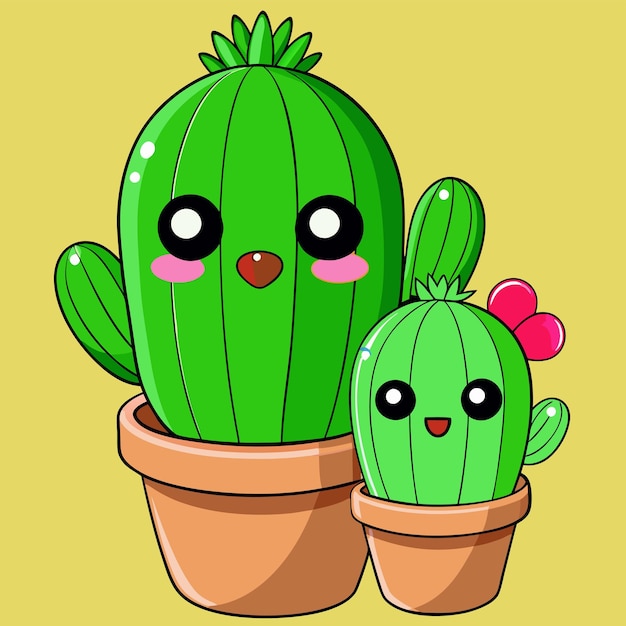Madre y hijo de cactus