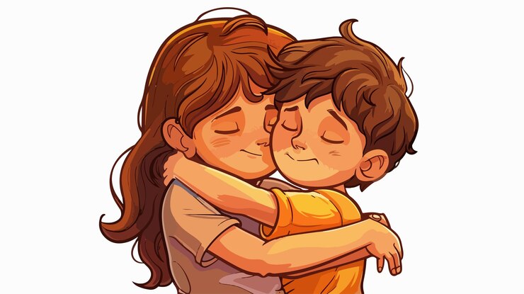Vector madre y hijo tiernos abrazándose vector de ilustraciones a color
