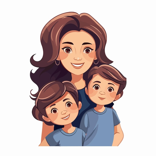 Madre con hijos Ilustración vectorial de íconos