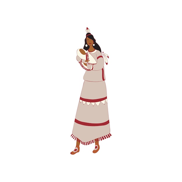 Madre india roja sosteniendo a un bebé en brazos