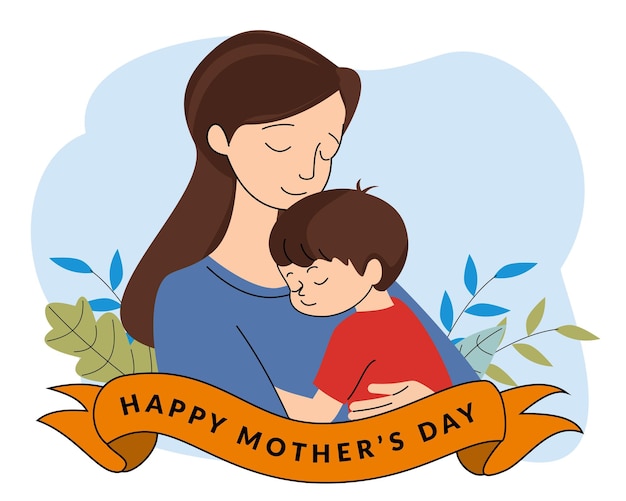 Madre con niño concepto de amor de madre relación entre madre e hijo día de la madre