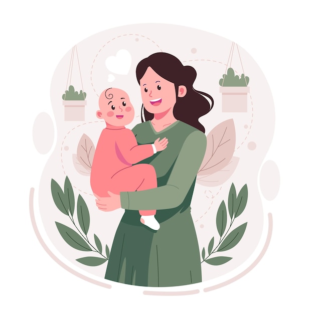 Madre con niño ilustración plana