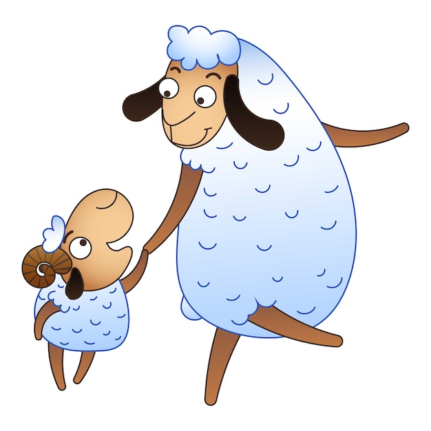 Madre niño oveja caminando icono Caricatura de madre niño oveja caminando icono vectorial para diseño web aislado sobre fondo blanco