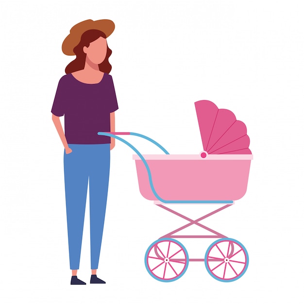 madre sin rostro y cochecito de bebé