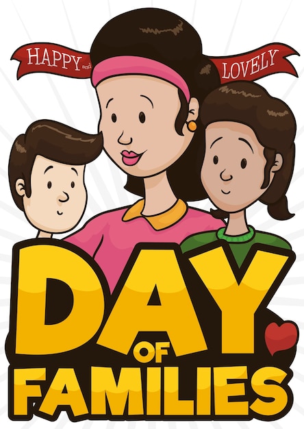 Una madre soltera feliz con sus hijos celebrando el Día de las Familias con mucho amor y felicidad