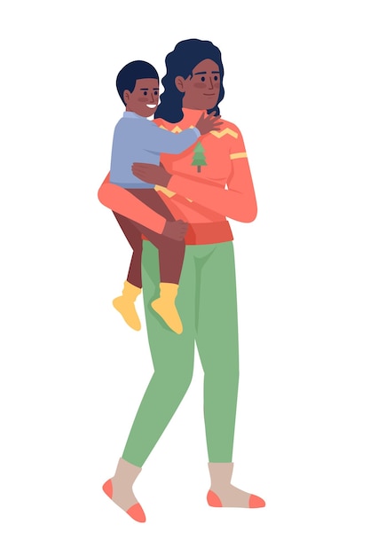 Vector madre y su hijo carácter vectorial de color semiplano