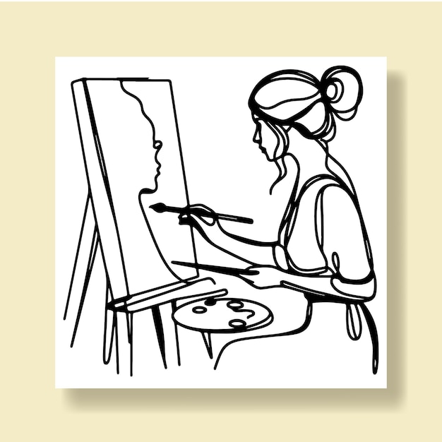 Maestra de arte pintando en un lienzo01