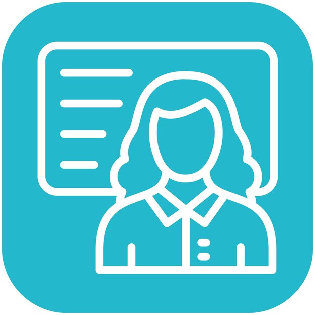Maestra Ilustración de icono vectorial femenino del conjunto de iconos de literatura